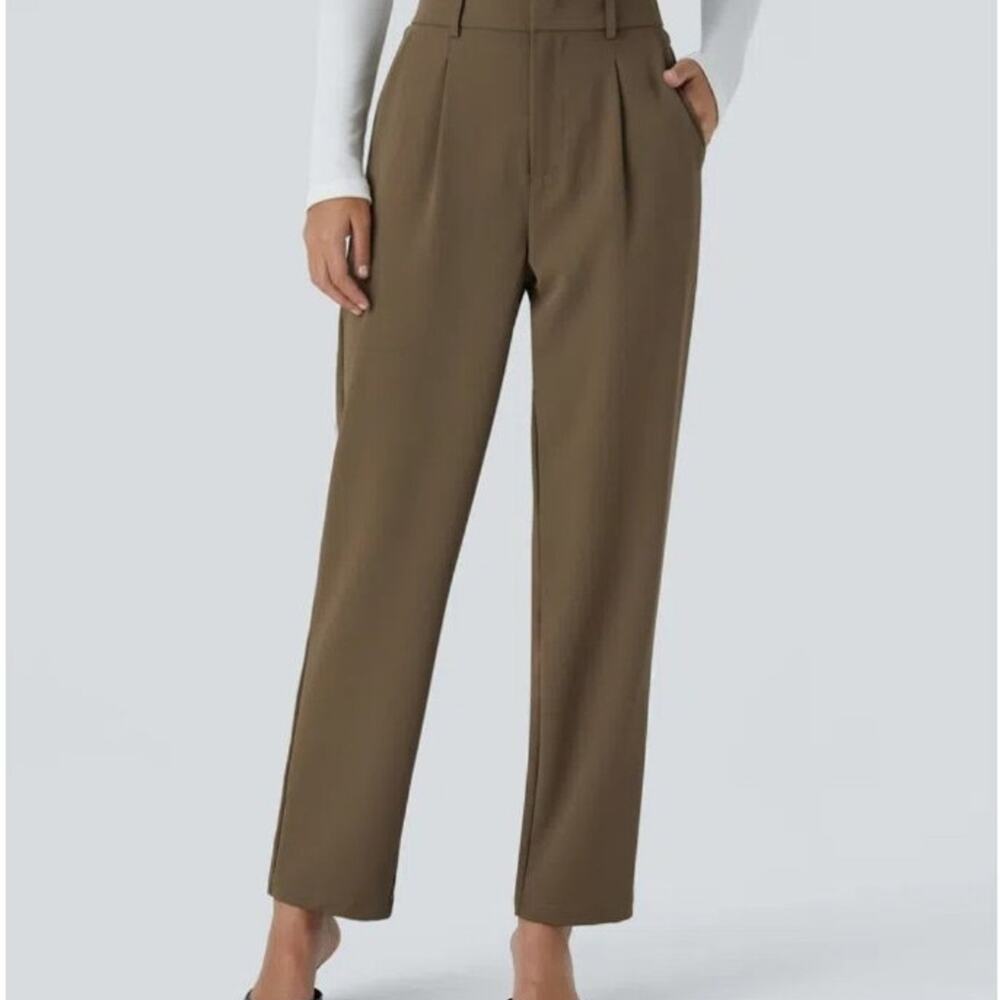 Halara Women's high waisted pocket solid work tapered pants kangaroo Size XL NWT